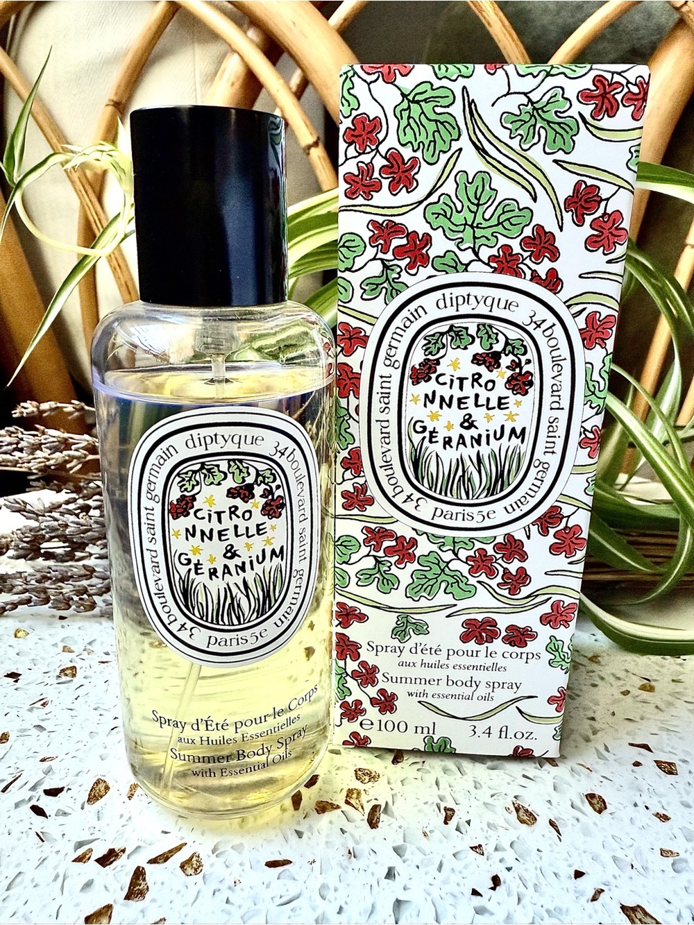 diptyque Citronnelle & Geranium Summer Body Scent with Box